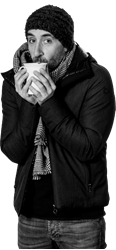 Alex is having a cup of tea