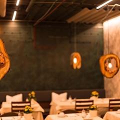 The lamps in the restaurant