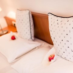 Close-up of a double bed